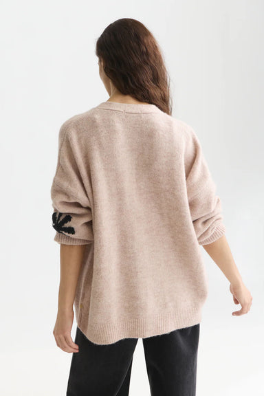 scotch and soda intarsia oversized cardigan rose dust melange back