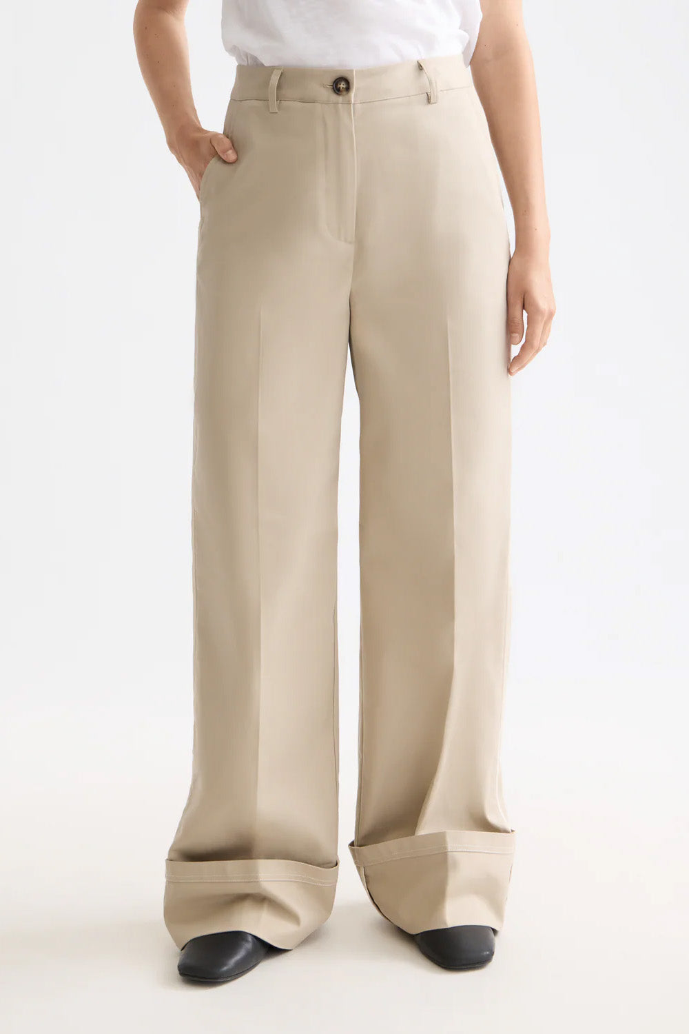 scotch and soda luca high rise chino plaza taupe front