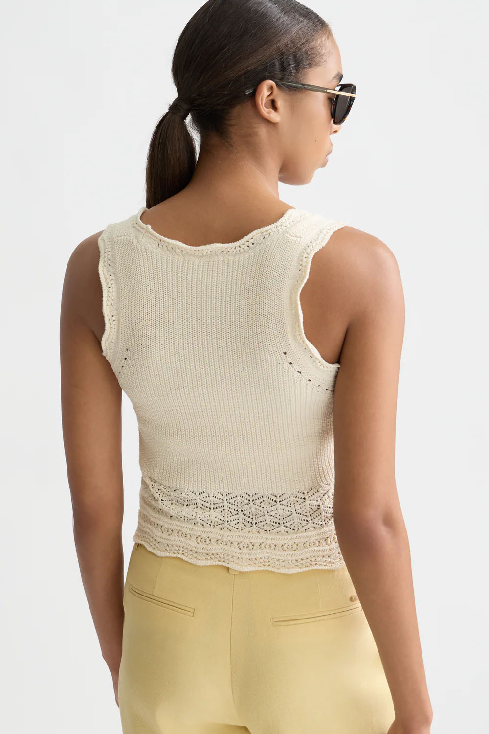 scotch and soda pointelle knitted tank eggnog back