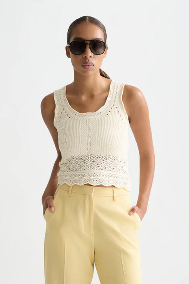 scotch and soda pointelle knitted tank eggnog front