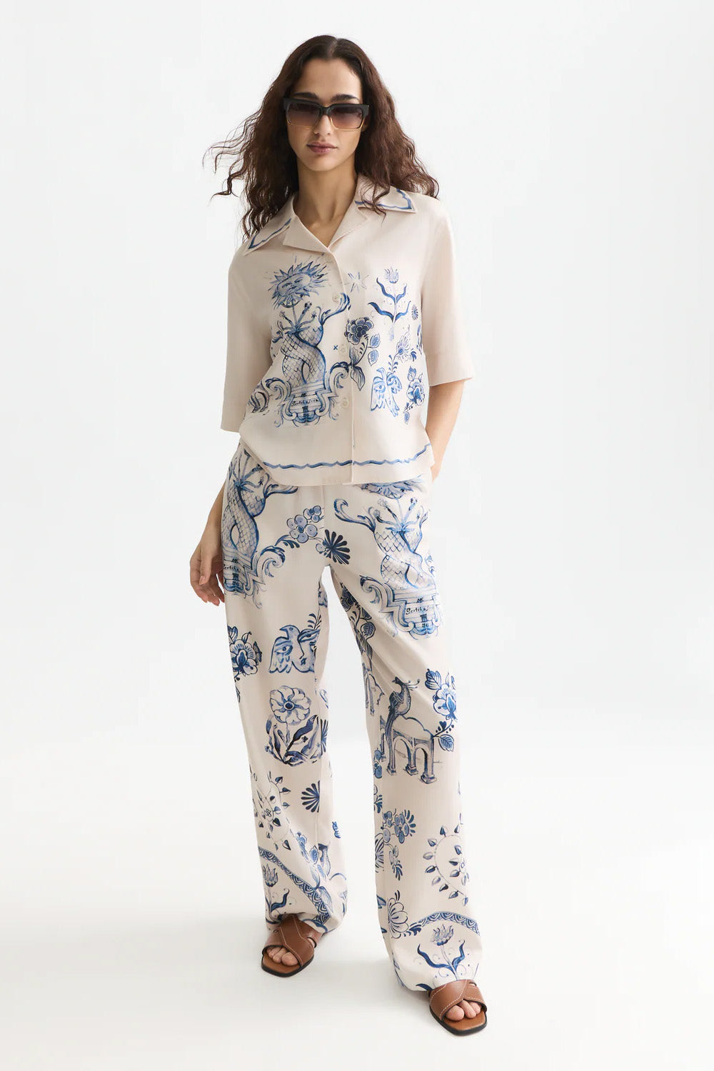 scotch and soda printed camp shirt eggnog