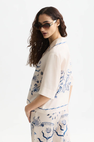 scotch and soda printed camp shirt eggnog back