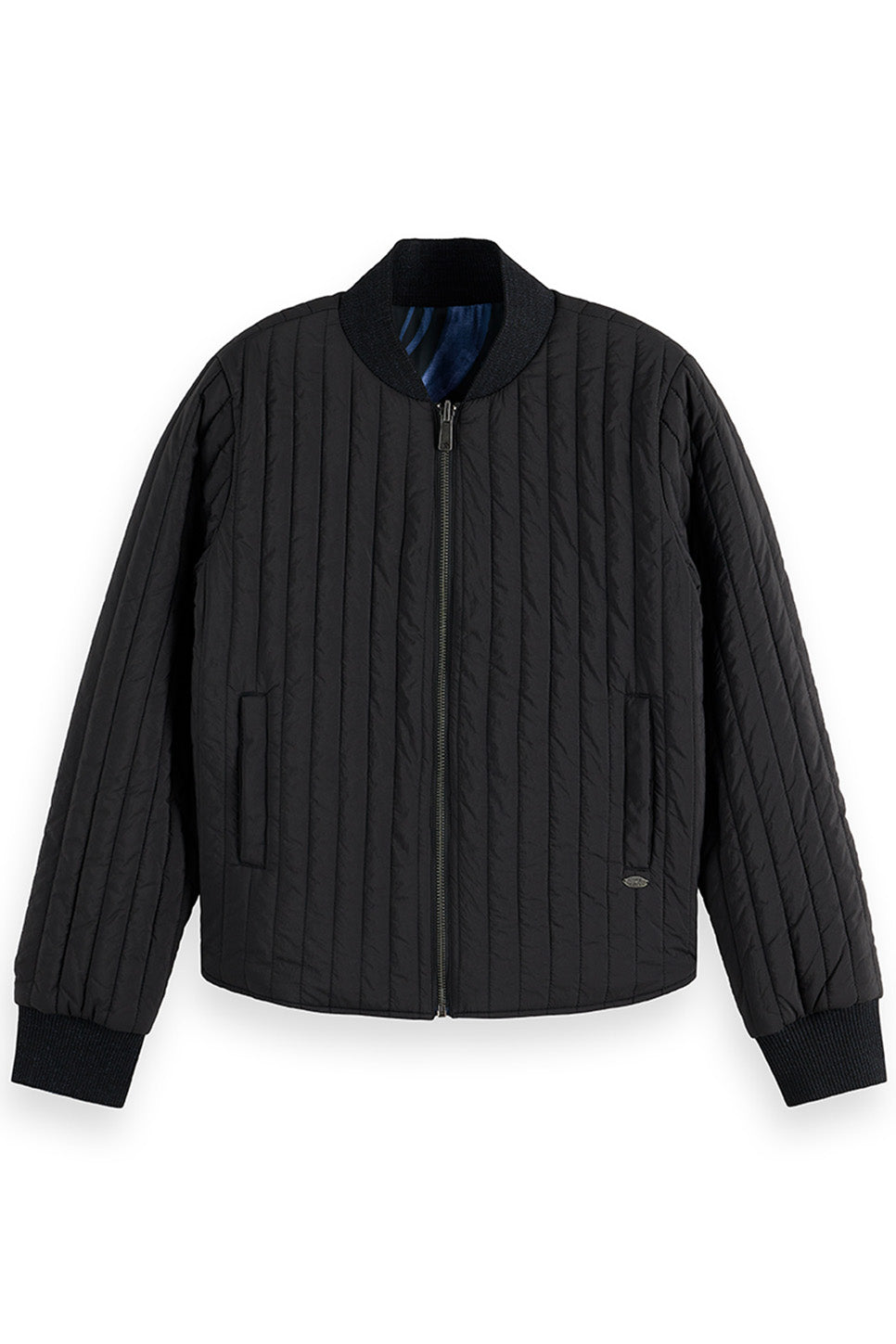 scotch and soda quilted reversible bomber jacket meteorite reversed front
