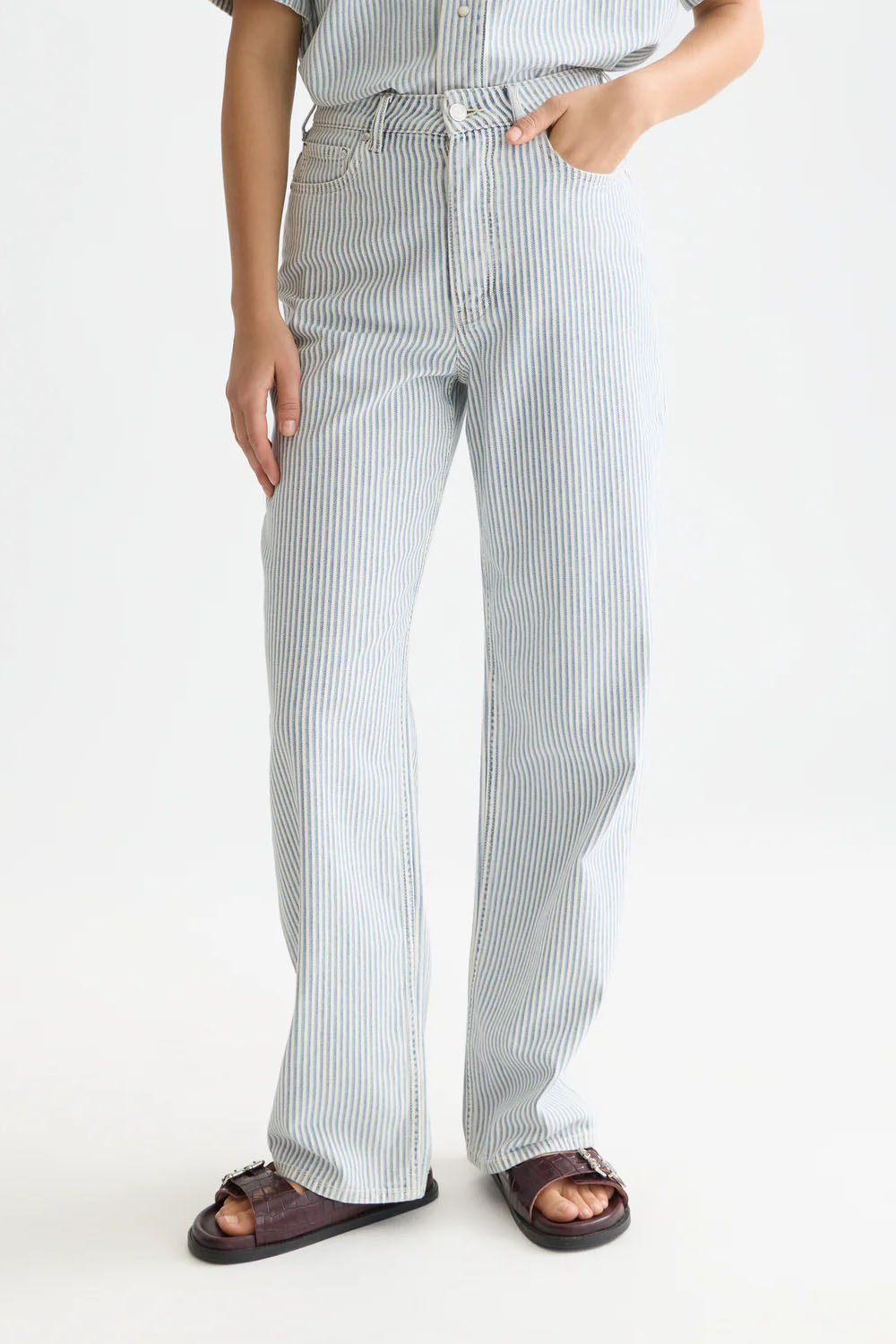 scotch and soda ripple straight jeans indigo stripe front
