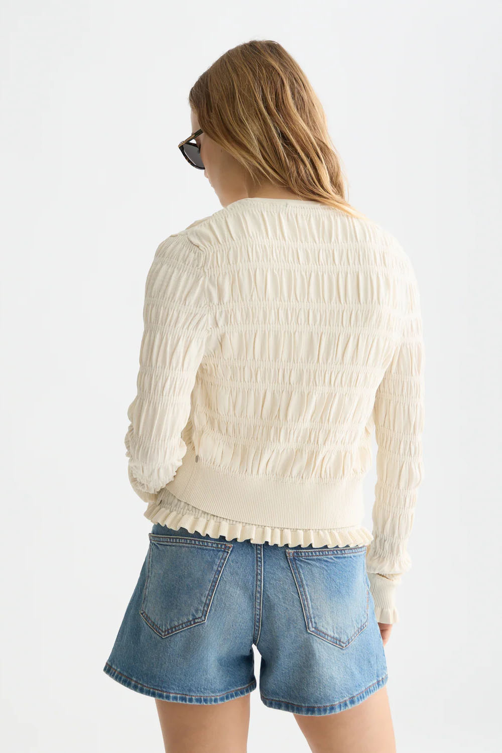 scotch and soda smock stitch cardigan eggnog back