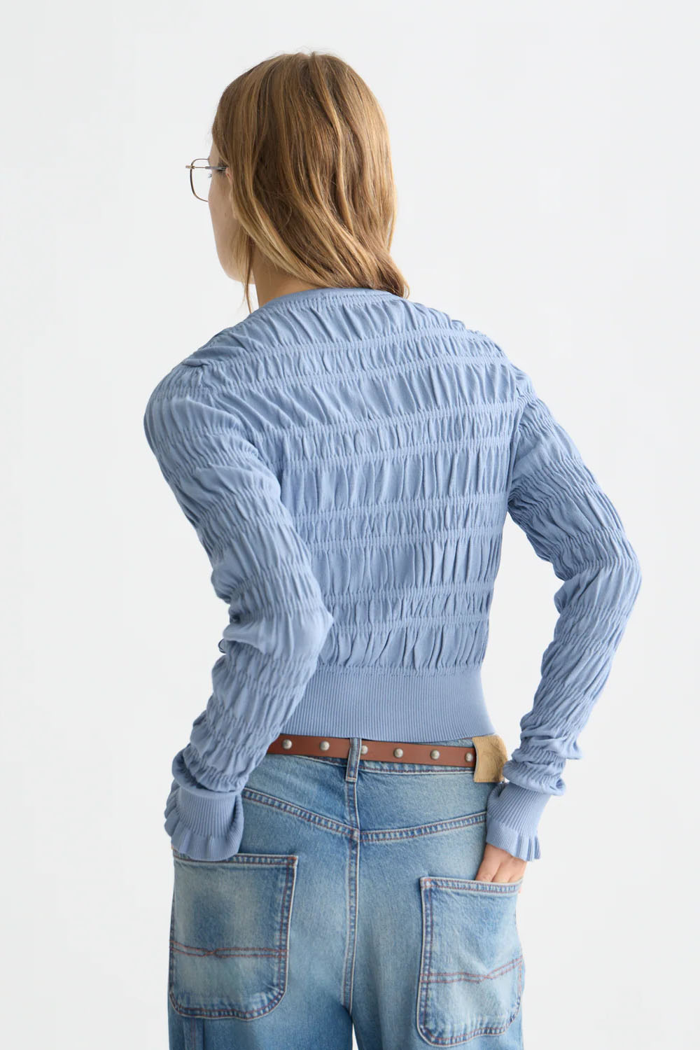 scotch and soda smock stitch cardigan infinity back