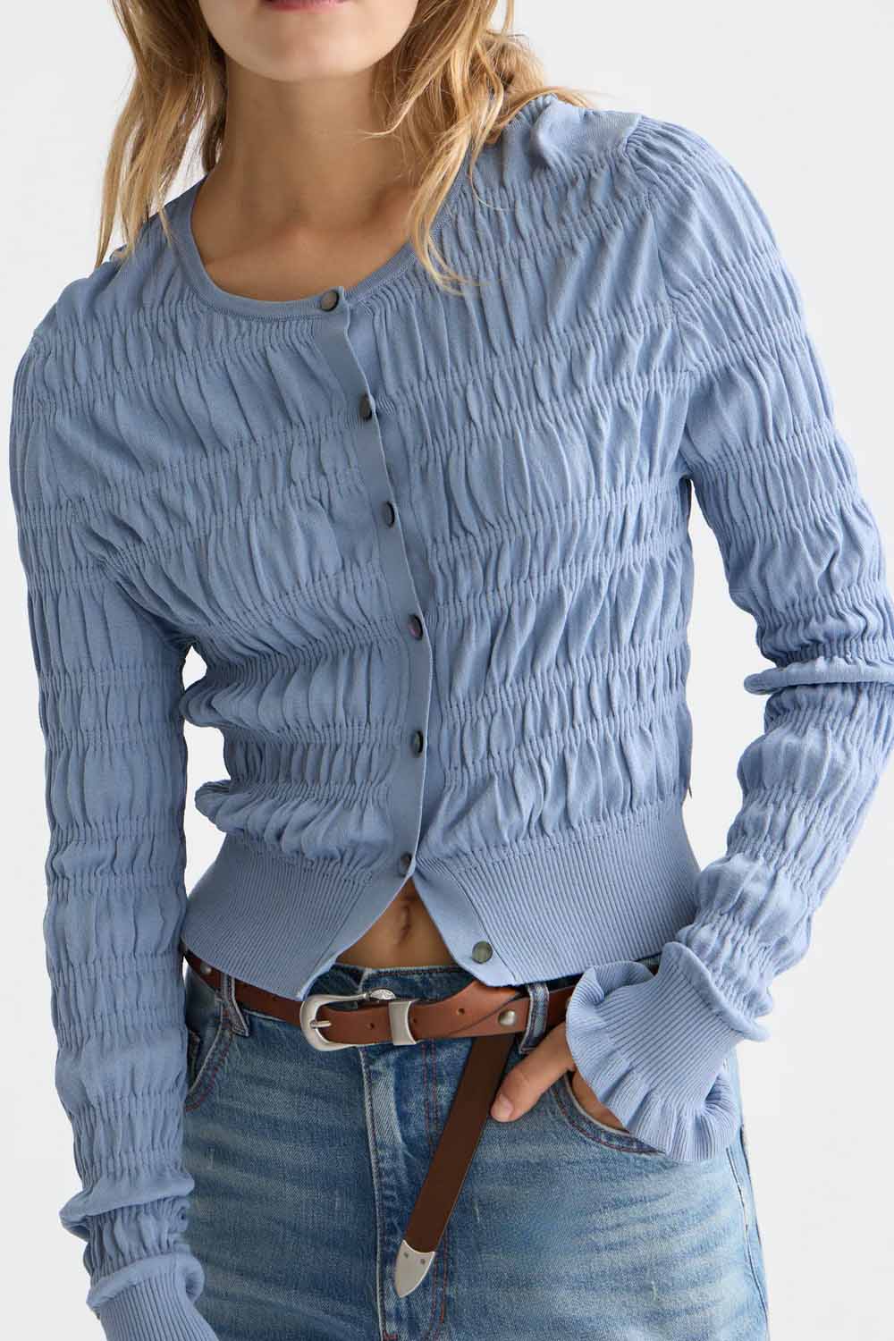 scotch and soda smock stitch cardigan infinity detail