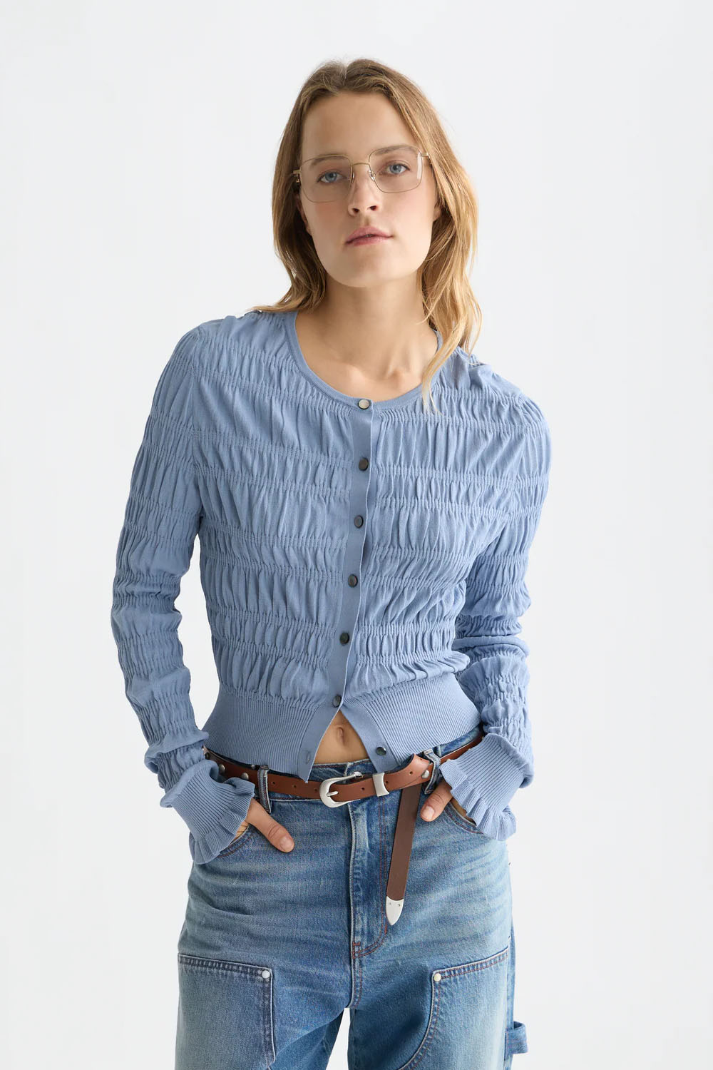 scotch and soda smock stitch cardigan infinity front