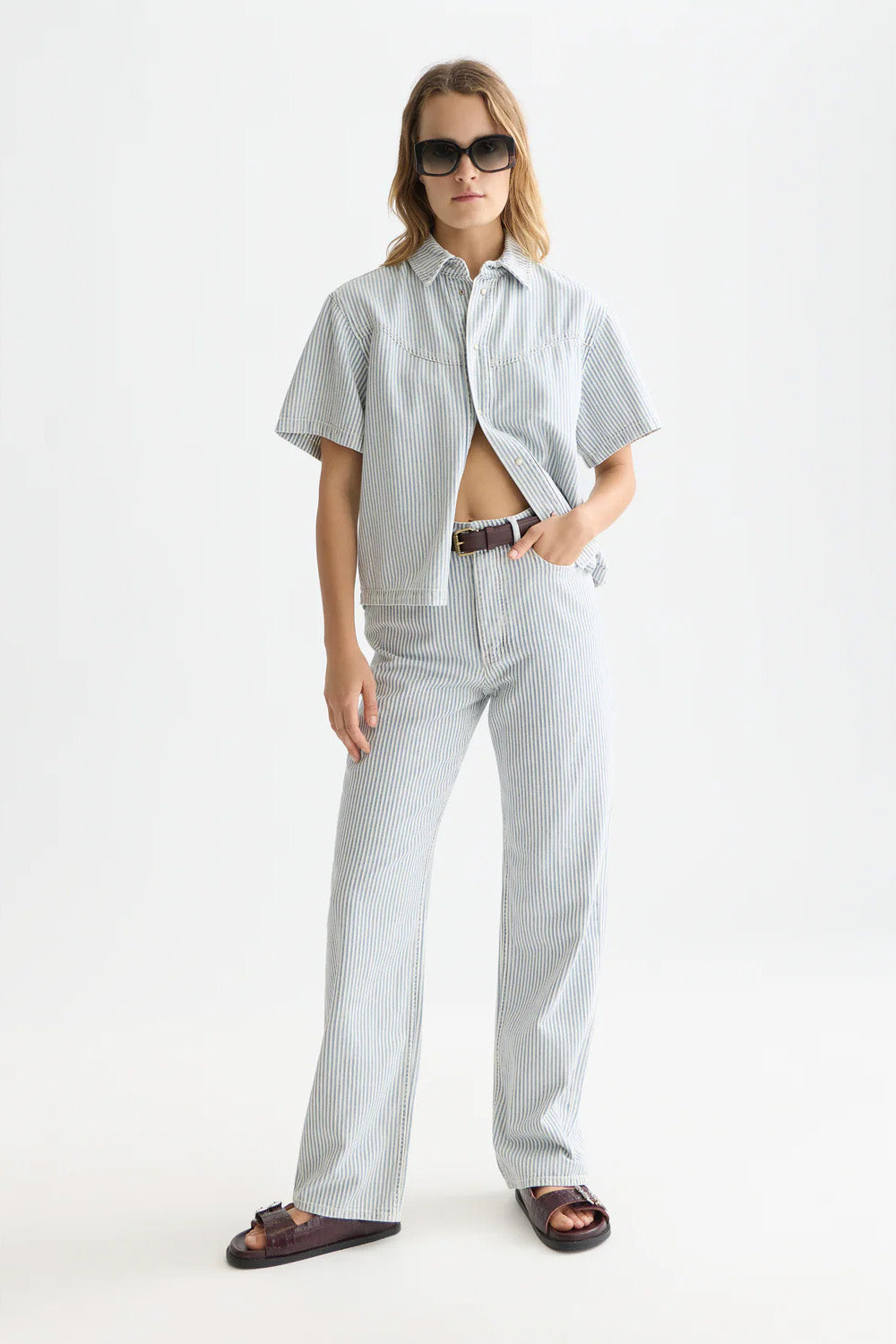 scotch and soda ss denim shirt indigo stripe