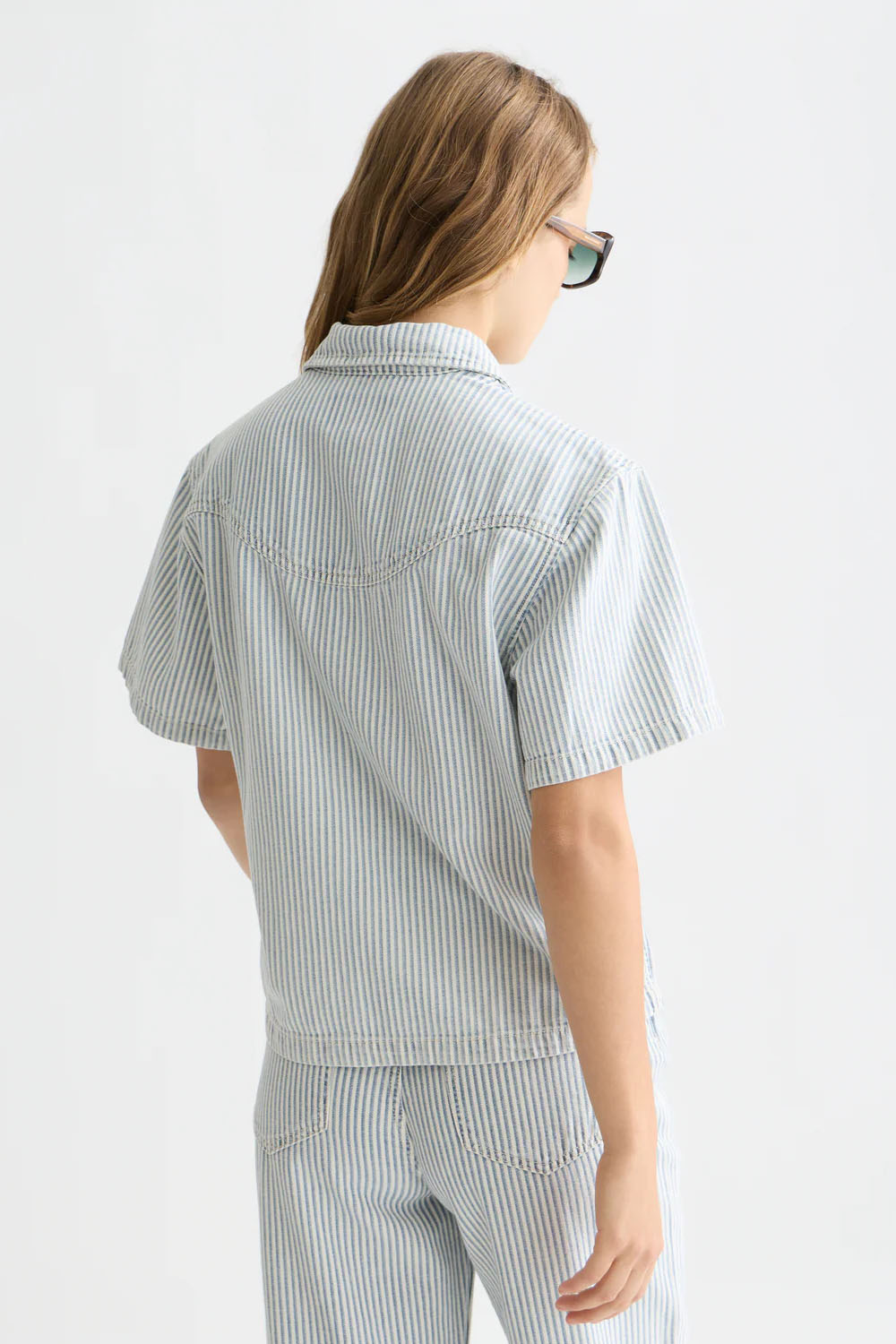 scotch and soda ss denim shirt indigo stripe back