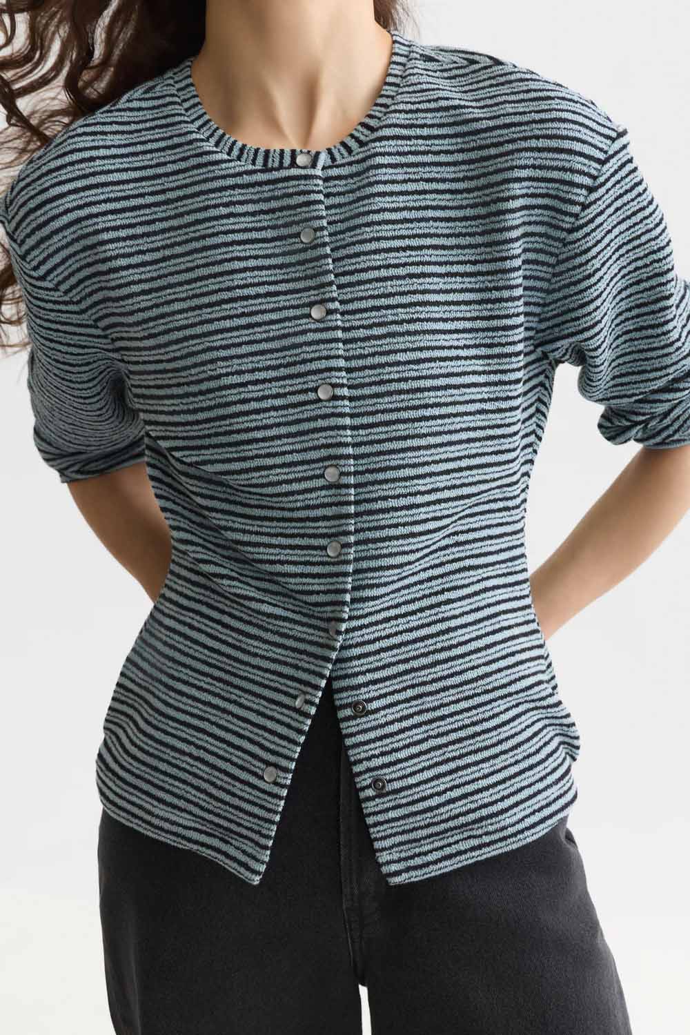 scotch and soda stripe button down sweater arona stripe detail