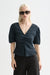 scotch and soda structured v neck top carbon front
