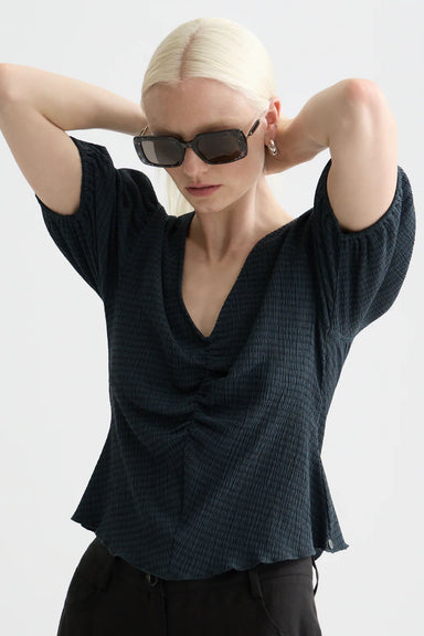 scotch and soda structured v neck top carbon profile