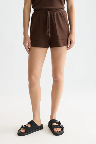 scotch and soda tencel shorts hot fudge front