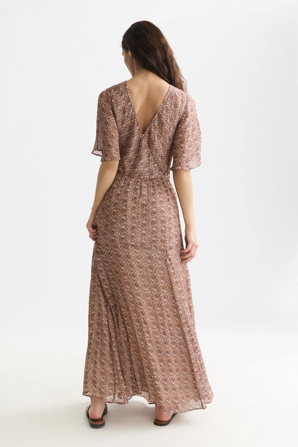 scotch and soda two way maxi dress tiles flower doeskin back