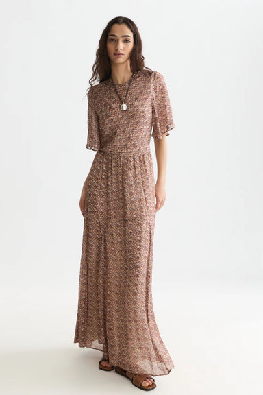 scotch and soda two way maxi dress tiles flower doeskin front