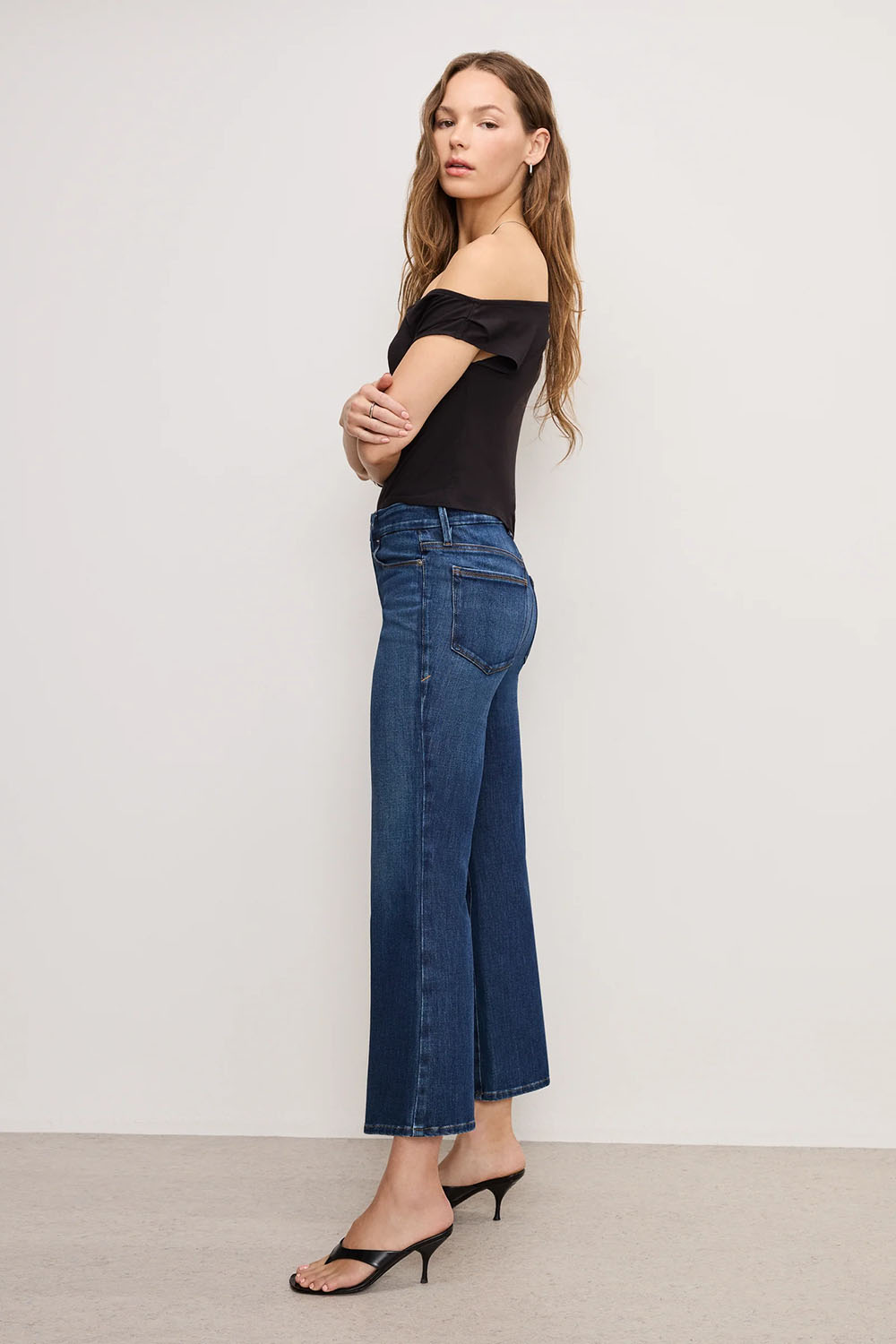 Good American - Good Legs Cropped Mini Boot - Indigo - Side