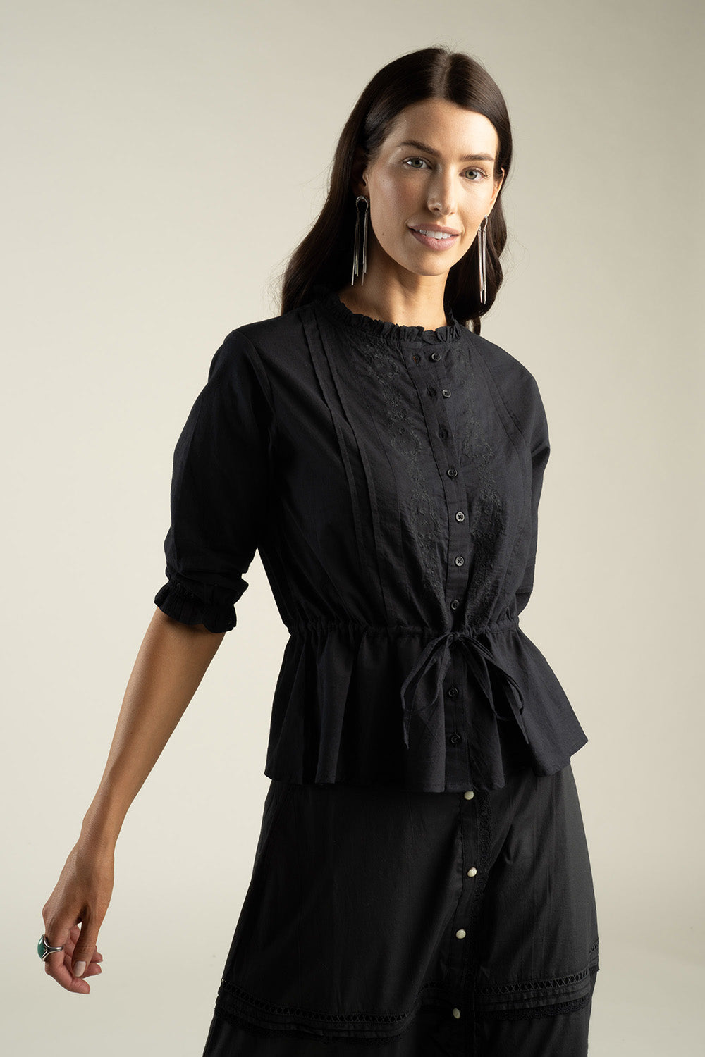 Sendero Josie Blouse in Black — Quarter view