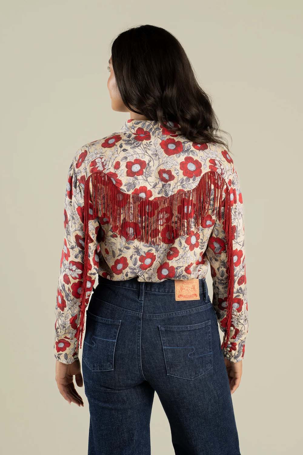Sendero June Blouse in Desert Floral Rosado — Back view