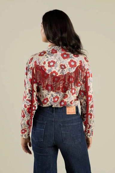 Sendero June Blouse in Desert Floral Rosado — Back view