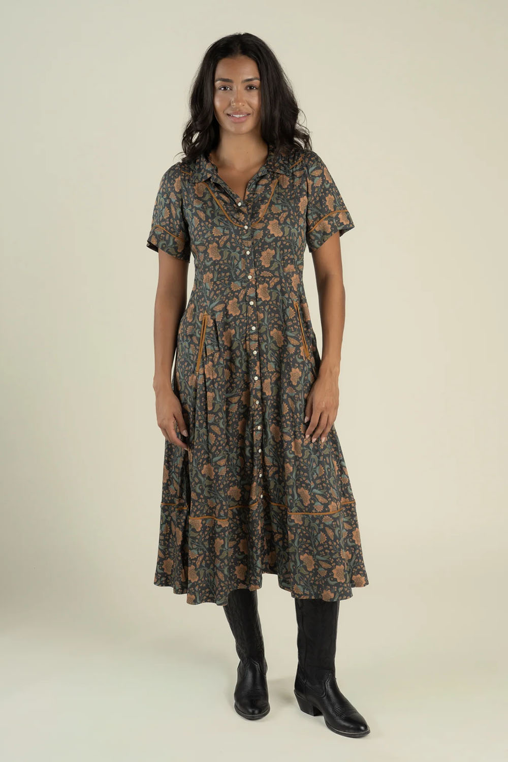 sendero-la-dahlia-dress-copper-floral-front