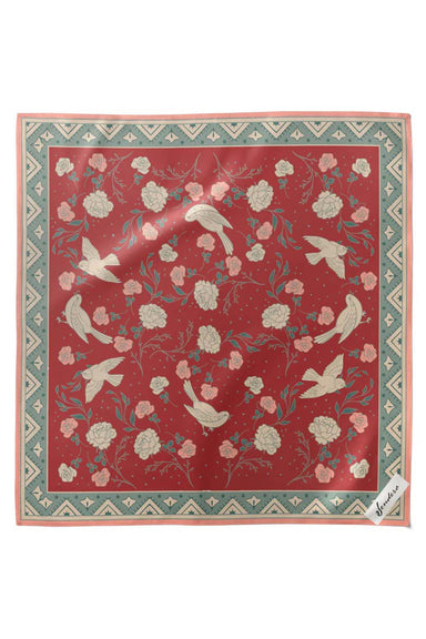 Sendero Rose Dove Bandana Scarf in Red/Teal — Flat-lay view