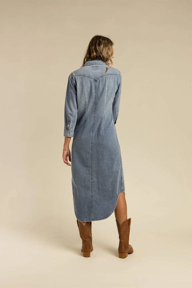 Sendero - Annie Pearl Snap Shirt Dress - Classic Denim - Back