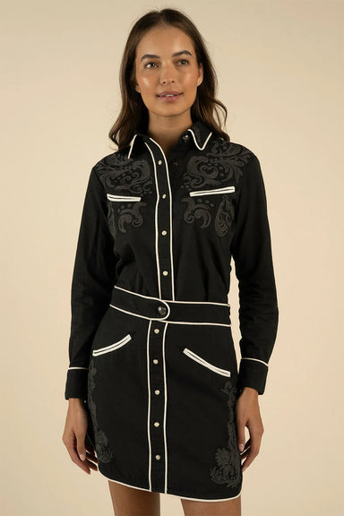 sendero calamity pearl snap black