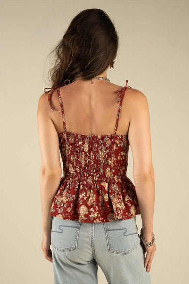 sendero clementine tie top texas rose red back