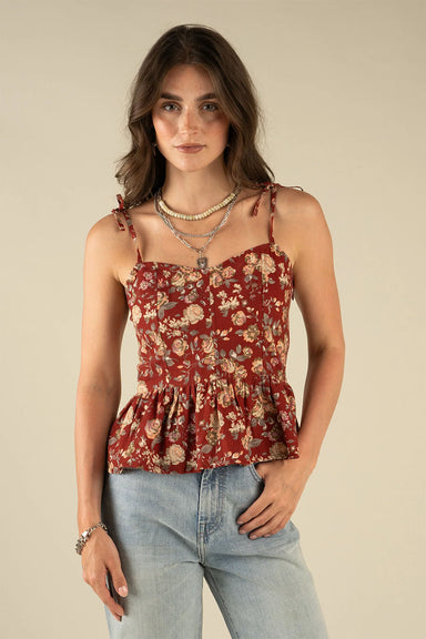sendero clementine tie top texas rose red front