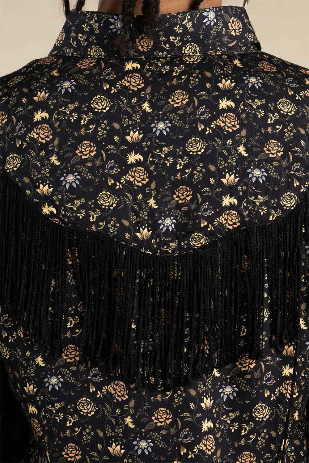 sendero june blouse black floral back detail