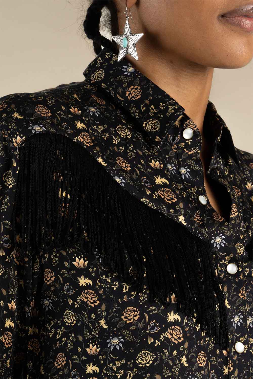 sendero june blouse black floral profile