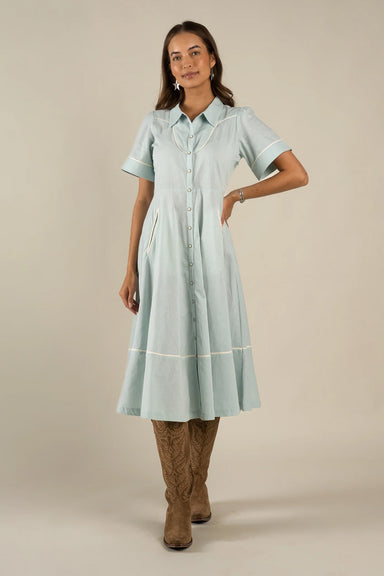 sendero la dahlia dress mistflower front
