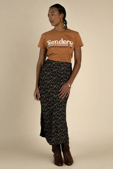 sendero pearla slip skirt black floral front