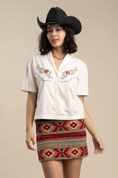 sendero prairie rose lace blouse white front