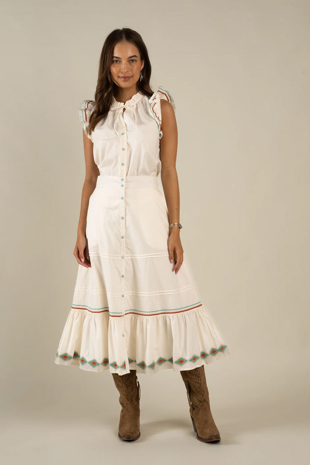sendero prairie skirt vintage white front