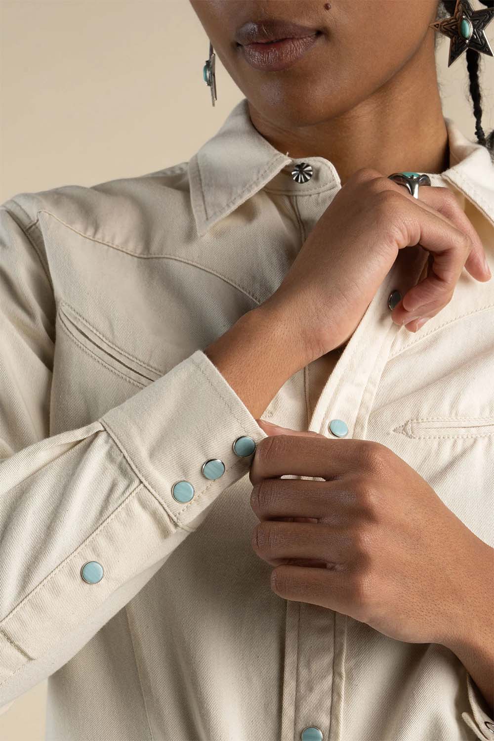 Sendero - Yoakam Pearl Snap - Ecru - Detail