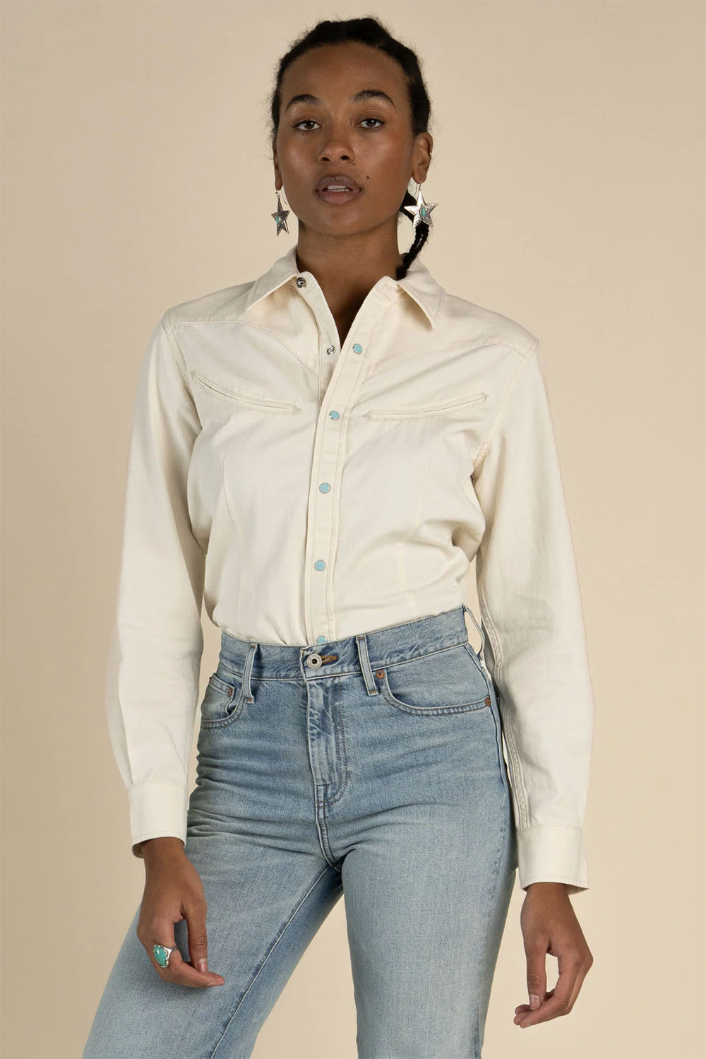 Sendero - Yoakam Pearl Snap - Ecru - Front