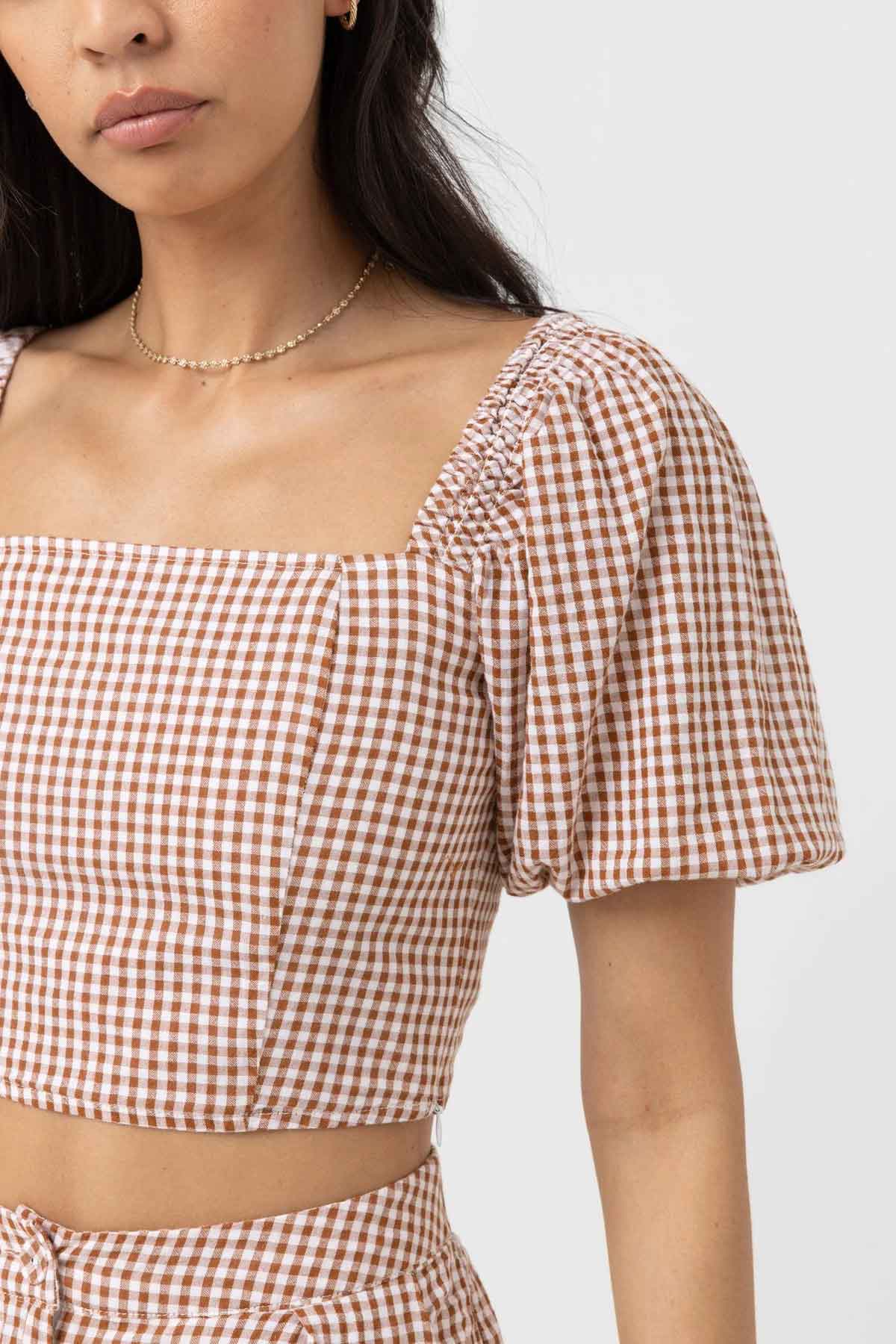Rhythm - LOLA CHECK SS TOP - Clay - Detail