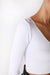 Niki Biki - Ribbed 3/4 Sleeve V Neck Crop Top - White - Detail