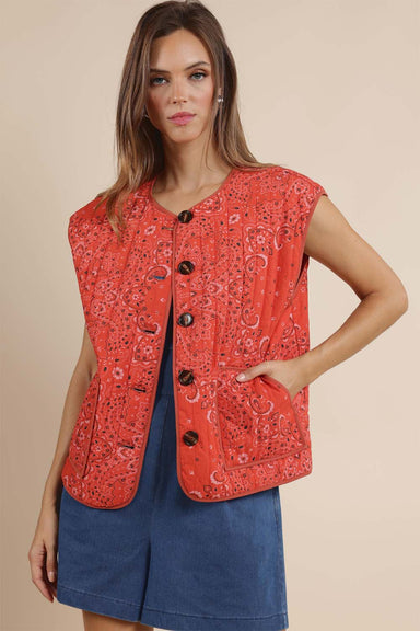 Sage the Label - Music Fest Bandana Quilt Vest - Rust Multi - Front