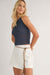 Sadie & Sage - Rachel Open Knit Sweater Tank - Navy - Side
