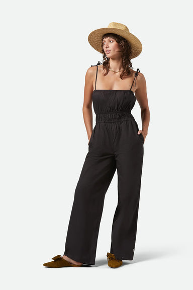 Brixton - Eden Smocked Jumpsuit - Black - Front