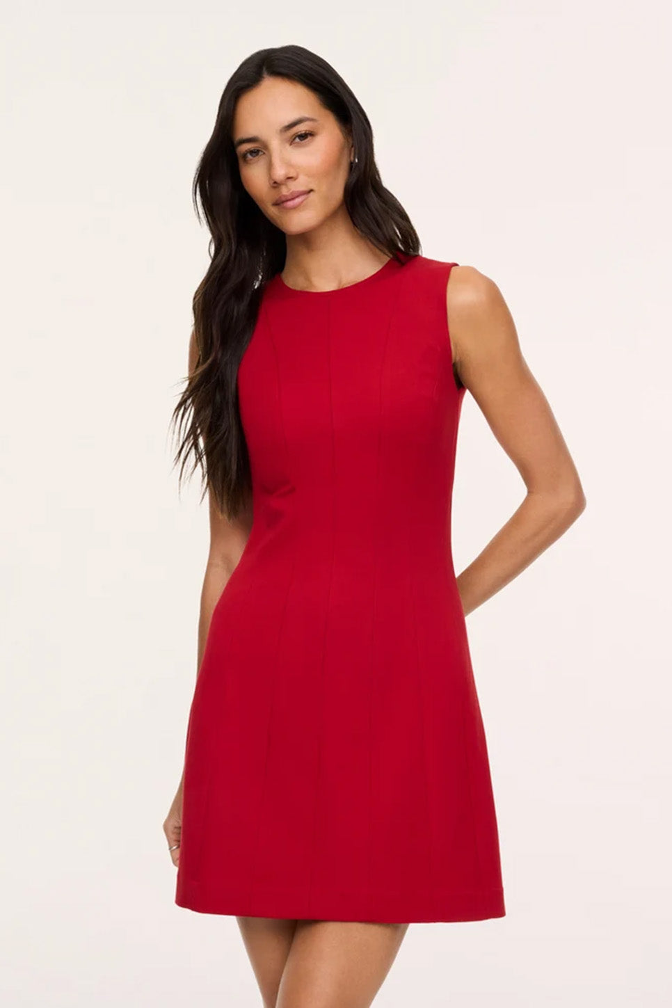 Spanx Ponte Seamed Mini Dress in Amaryllis — Front view