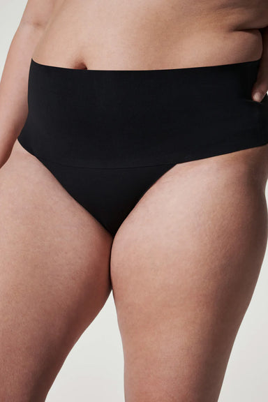 spanx undie-tecable thong in very black front view