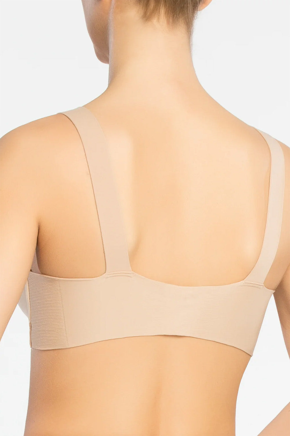 spanx unlined bralette in crem brulee and toasted oatmeal back view