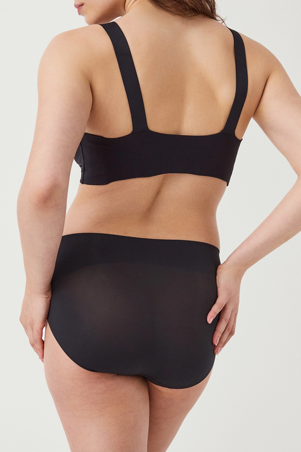 spanx unlined bralette in very black back view