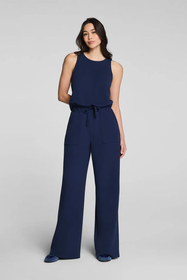 spanx airessentials french rib jumpsuit timeless navy front