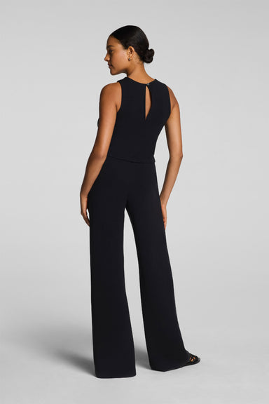 spanx airessentials french rib jumpsuit very black back