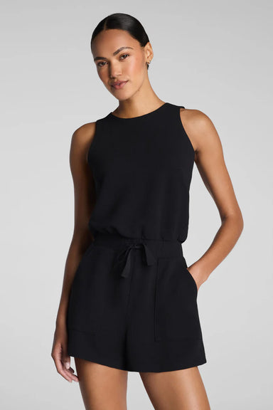 spanx airessentials french rib romper very black front